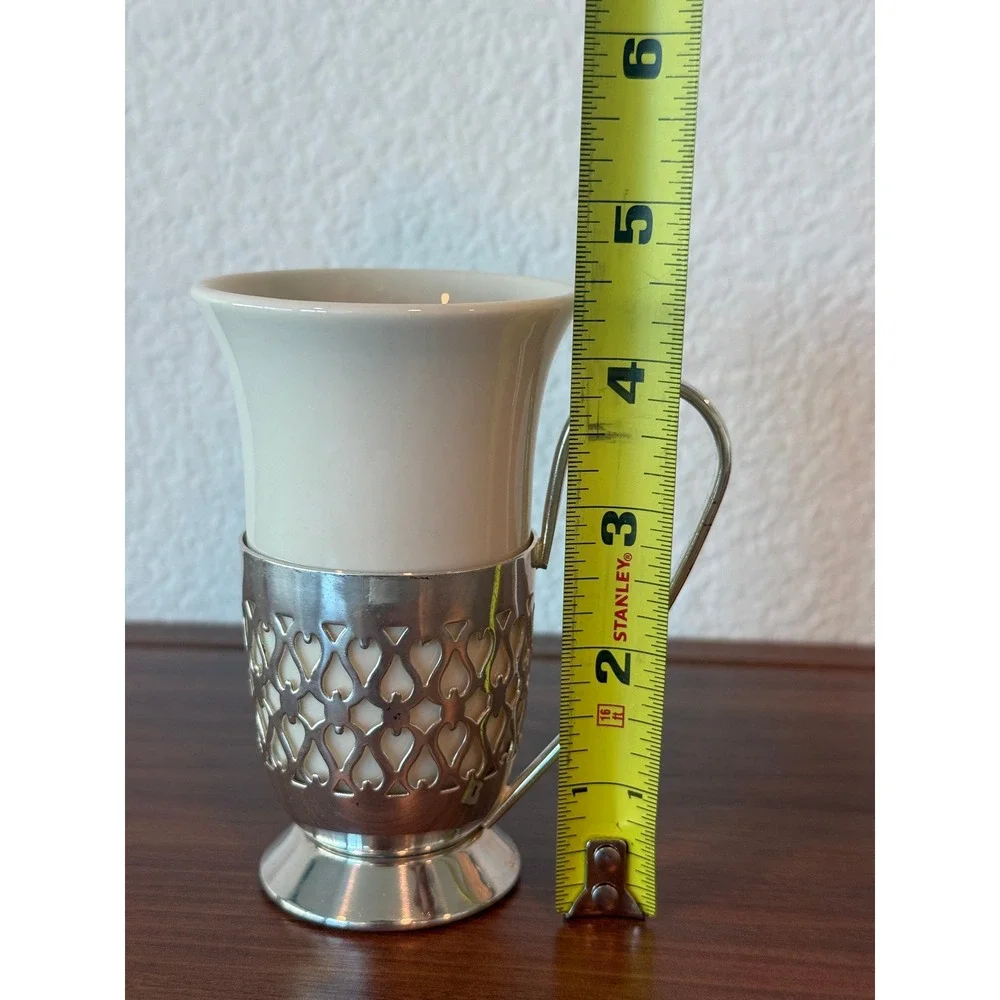 Vintage Gorham PAIR Silver Plated‎ Irish Coffee Mugs Porcelain Inserts 4.5
